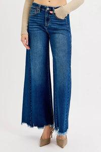 RISEN Full Size High Rise Ankle Wide Jeans-Cropped Wide Leg Jeans-Reef Love