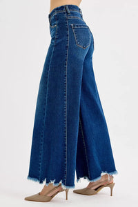 RISEN Full Size High Rise Ankle Wide Jeans-Cropped Wide Leg Jeans-Reef Love