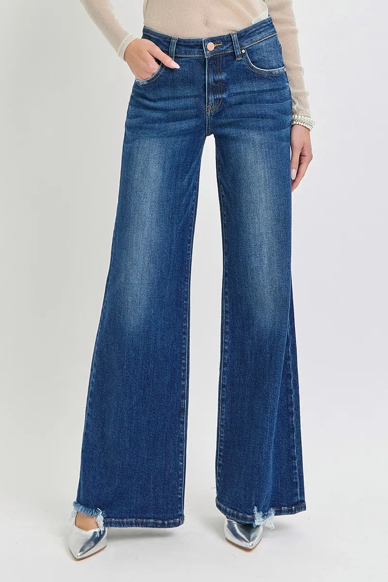 RISEN Full Size Mid Rise Wide Jeans Plus Size-Reef Love
