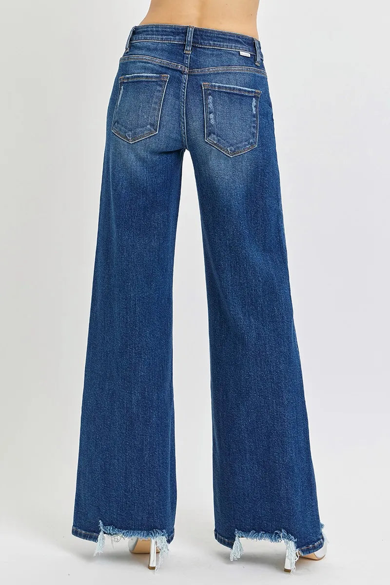 RISEN Full Size Mid Rise Wide Jeans Plus Size-Reef Love