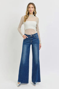 RISEN Full Size Mid Rise Wide Jeans Plus Size-Reef Love