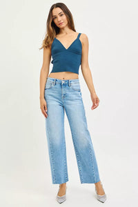 RISEN Full Size Slouchy Cropped Barrel Jeans with Curved Side Seam-RISEN-Reef Love Boutique