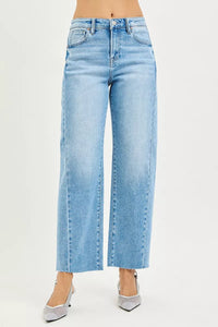 RISEN Full Size Slouchy Cropped Barrel Jeans with Curved Side Seam-RISEN-Reef Love Boutique