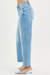 RISEN Full Size Slouchy Cropped Barrel Jeans with Curved Side Seam-RISEN-Reef Love Boutique
