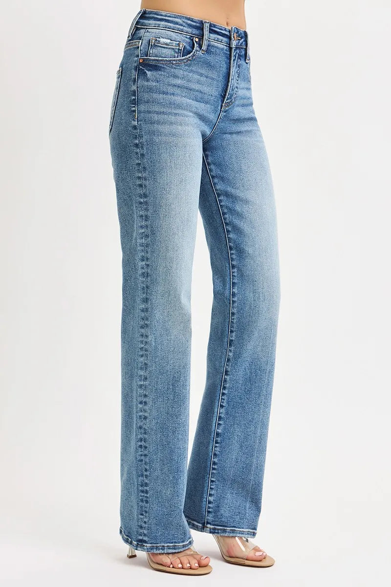 RISEN Full Size Tummy Control High Rise Straight Jeans Plus Size-RISEN-Medium Wash-0-Reef Love Boutique