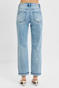 RISEN High Rise Ankle Boyfriend Distressed Jeans