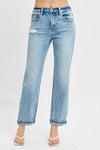 RISEN High Rise Ankle Boyfriend Distressed Jeans