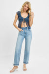 RISEN High Rise Ankle Boyfriend Distressed Jeans