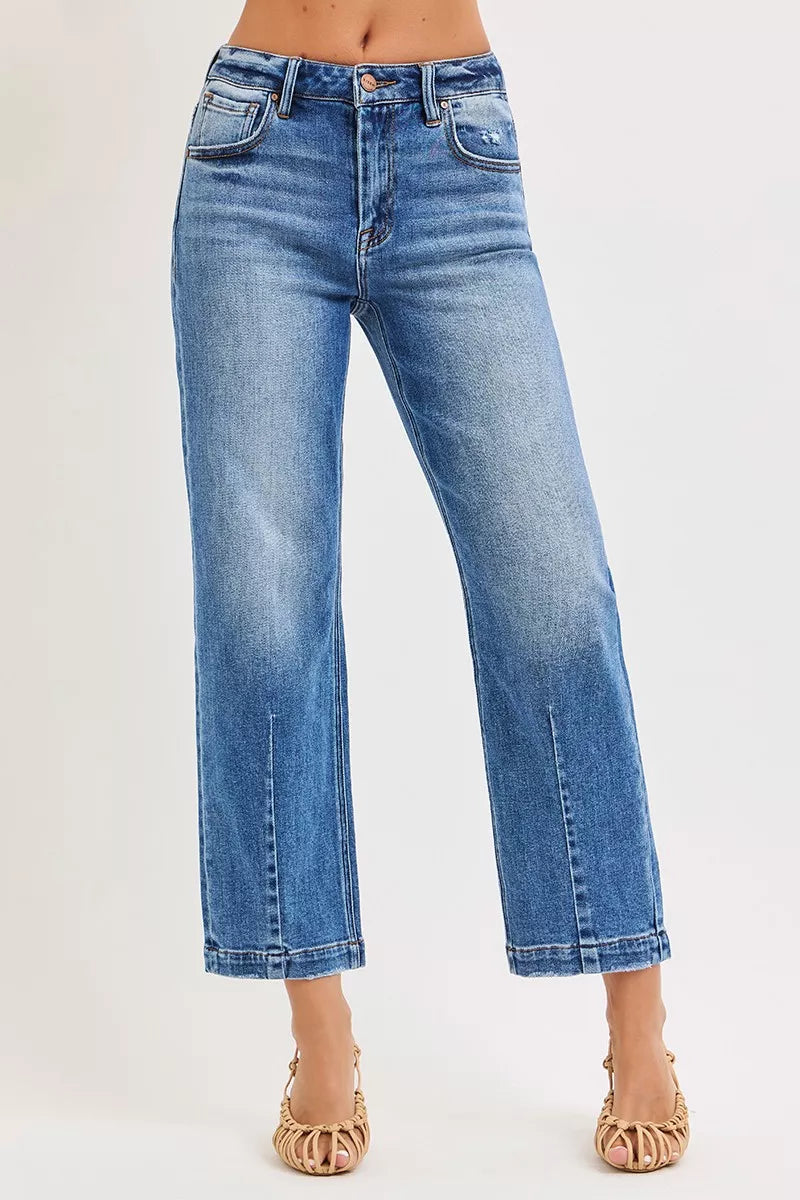 RISEN High Rise Crop Boyfriend Tapered Jeans-RISEN-Reef Love Boutique