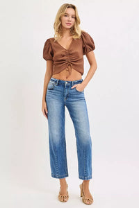 RISEN High Rise Crop Boyfriend Tapered Jeans-RISEN-Reef Love Boutique