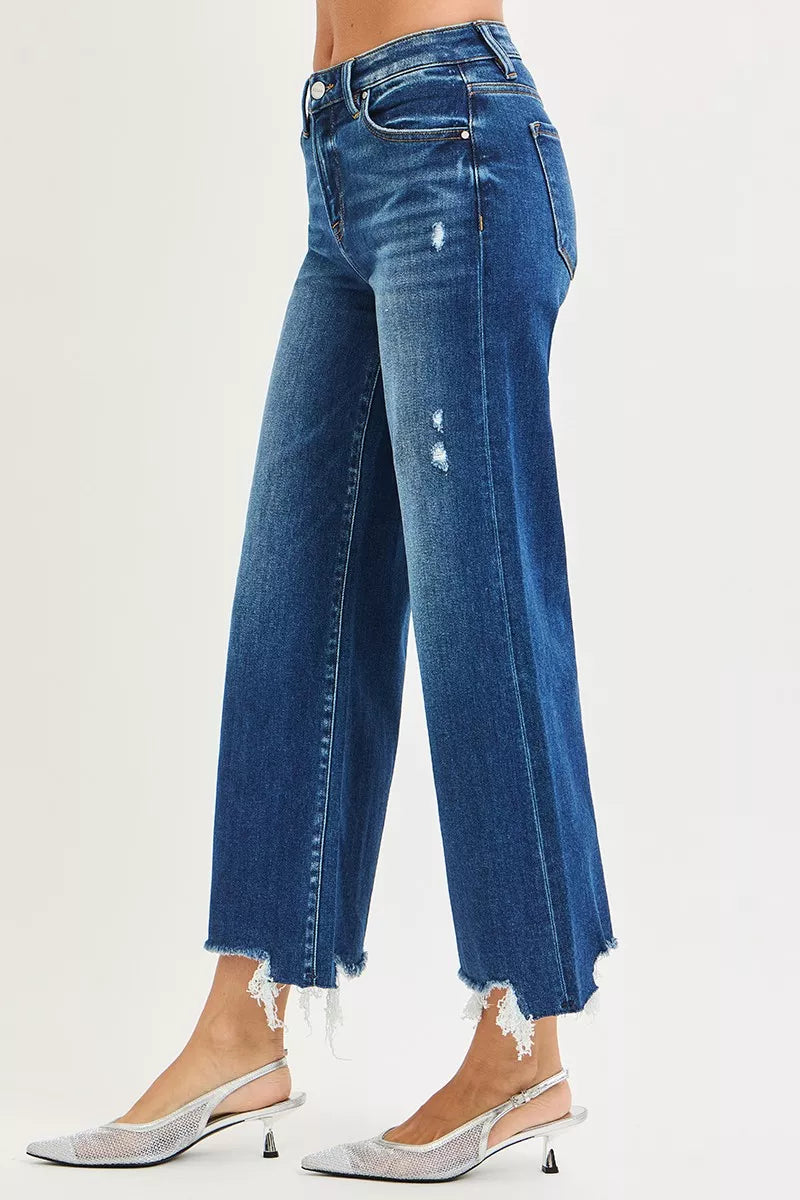 RISEN High Rise Crop Wide Leg Jeans- Boho Chic Styles by Reef Love