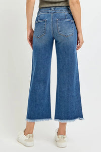 RISEN High Rise Crop Wide Leg Jeans with Wide Band Detail-RISEN-Reef Love Boutique