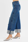 RISEN High Rise Crop Wide Leg Ribbon Detail Jeans-