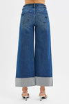 RISEN High Rise Crop Wide Leg Ribbon Detail Jeans-