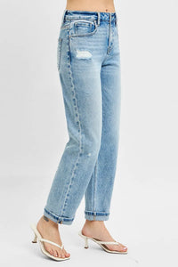 RISEN High Rise Distressed Ankle Boyfriend Jeans-RISEN-Reef Love Boutique