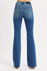 RISEN High Rise Flare Jeans-RISEN High Rise Flare Jeans. The high-rise waist provides a flattering and elongating silhouette. The flare leg style adds a retro-inspired and fashionable look