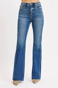 RISEN High Rise Flare Jeans-RISEN High Rise Flare Jeans. The high-rise waist provides a flattering and elongating silhouette. The flare leg style adds a retro-inspired and fashionable look