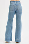 High Rise Wide Flare Patch Pocket Jeans – Retro-Inspired Style with a Modern Fit