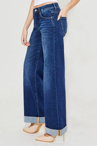 RISEN High Rise Wide Leg Cuffed Jeans-Wide Leg Jeans-Reef Love