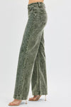 RISEN High Rise Wide Leg Forrest Green Corduroy Jeans-RISEN High Rise Wide Leg Corduroy Jeans in Forrest Green. Retro-inspired corduroy with high waist, pockets, and wide-leg silhouette. Available in plus sizes.-Reef Love