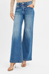 RISEN High Rise Wide Leg Jeans with Heart Back Pockets