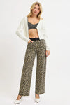 RISEN High Rise Wide Leg Leopard Printed Jeans-The High Rise Wide Leg Leopard Printed Jeans with Contrast Waist Band Detail are a bold and fashion-forward choice for making a statement. -Reef Love