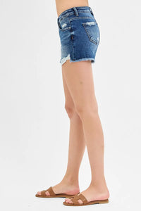 RISEN Low Rise Pikaboo Lining Distressed Shorts-RISEN-Reef Love Boutique