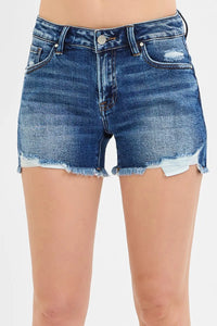 RISEN Low Rise Pikaboo Lining Distressed Shorts-RISEN-DARK-S-Reef Love Boutique