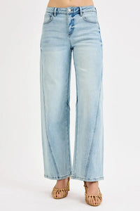 RISEN Mid Rise Fit Barrel Jeans, Light Wash-RISEN-Reef Love Boutique