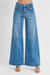 RISEN Mid Rise Wide Front Patch Pocket Jeans Plus Size-Reef Love