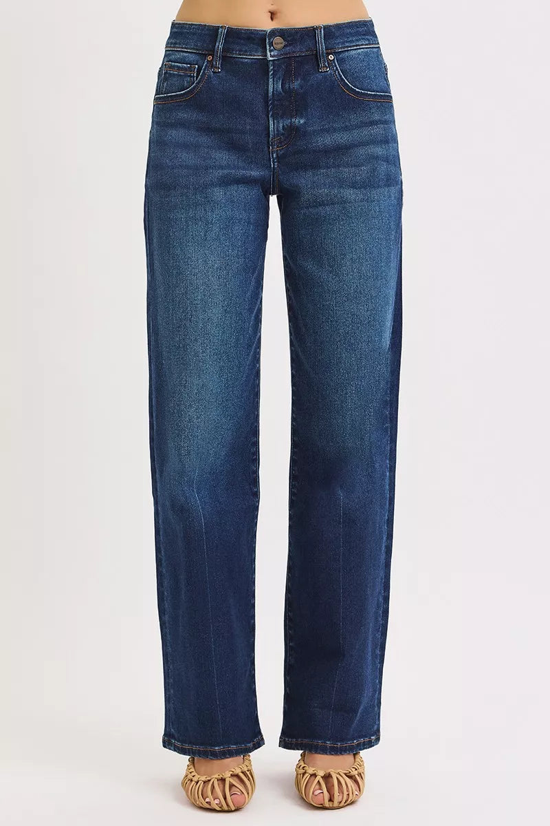 RISEN Mid Rise Wide Leg Baggy Jeans