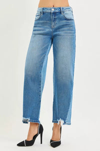 RISEN Slouchy Cropped Barrel Jeans with Contrast Wash- Boho Chic Styles by Reef Love