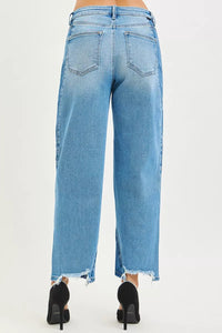 RISEN Slouchy Cropped Barrel Jeans with Contrast Wash- Boho Chic Styles by Reef Love