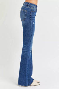 RISEN Tall Friendly Distressed Mid Rise Flare Jeans
