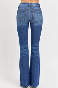 RISEN Tall Friendly Distressed Mid Rise Flare Jeans