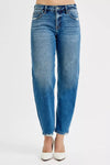 RISEN Tummy Control High Rise Ankle Slim Barrel Jeans-RISEN Tummy Control High Rise Ankle Slim Barrel Jeans. These high-rise jeans feature tummy control and slim barrel cut offers a modern and sleek look.