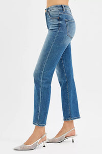 RISEN Tummy Control High Rise Crop Straight Jeans-RISEN-Reef Love Boutique