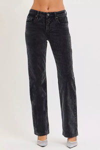 RISEN Tummy Control Mid Rise Straight Leg Corduroy Pants-Reef Love
