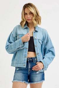 RISEN Washed Dropped Shoulder Denim Jacket