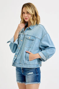 RISEN Washed Dropped Shoulder Denim Jacket