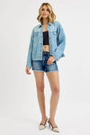 RISEN Washed Dropped Shoulder Denim Jacket