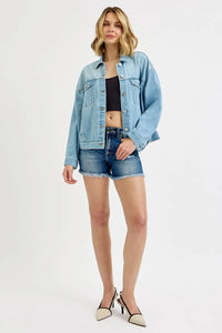 RISEN Washed Dropped Shoulder Denim Jacket