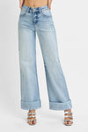 RISEN Wide-Leg Ankle Cuffed Jeans - Tall Girl Friendly-RISEN tummy control high rise wide-leg jeans, wear cuffed or uncuffed for extra long inseam. Flattering stretch denim in regular and plus sizes for versatile women’s style.-Reef Love