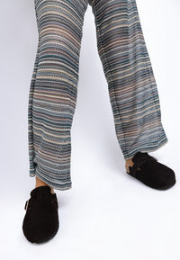 Ratiha Buckle Accent Slip-On Mules-Ratiha buckle accent slip-on mule flats by Rag & Co. Faux suede clogs with gold buckle, cushioned insole & 1" heel. Chic comfort for everyday outfits.