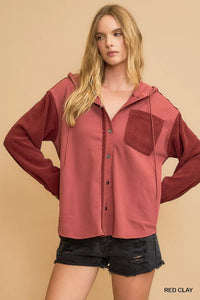 Red Clay Washed French Terry Shacket