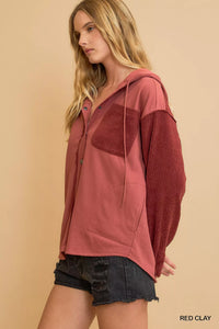 Red Clay Washed French Terry Shacket