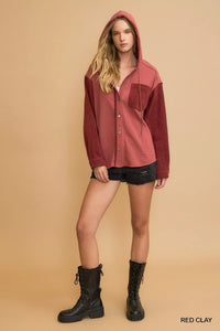 Red Clay Washed French Terry Shacket