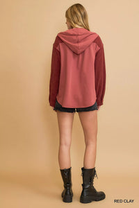 Red Clay Washed French Terry Shacket