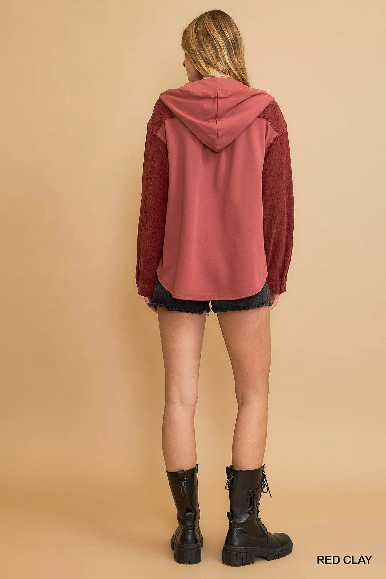 Red Clay Washed French Terry Shacket