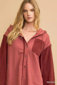 Red Clay Washed French Terry Shacket